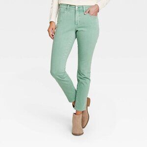 Universal Thread Jeans Green Mid Rise Skinny Ankle Stretch NWT